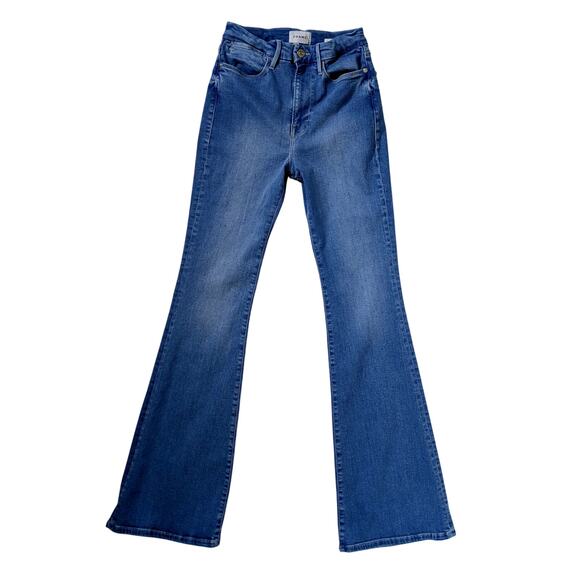 FRAME Le Super High Flare Jeans Women's 27 Blue Light Wash Denim High Rise - Picture 1 of 9